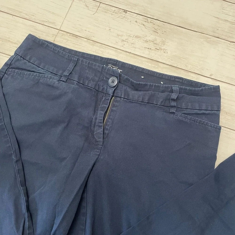 Women’s Blue Navy Anne Taylor LOFT Trousers Slacks Pants Size 4 Curvy Crop